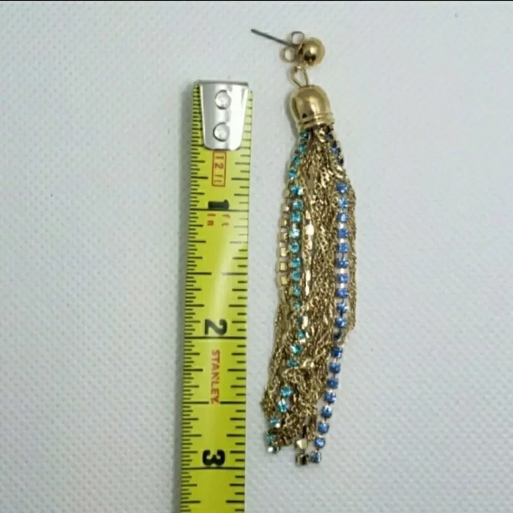 David Tutera Blue Crystal Tassel Earrings - Picture 4 of 7